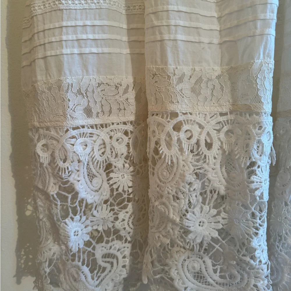 Italian hand made Vintage-Inspired White Lace Maxi Dress